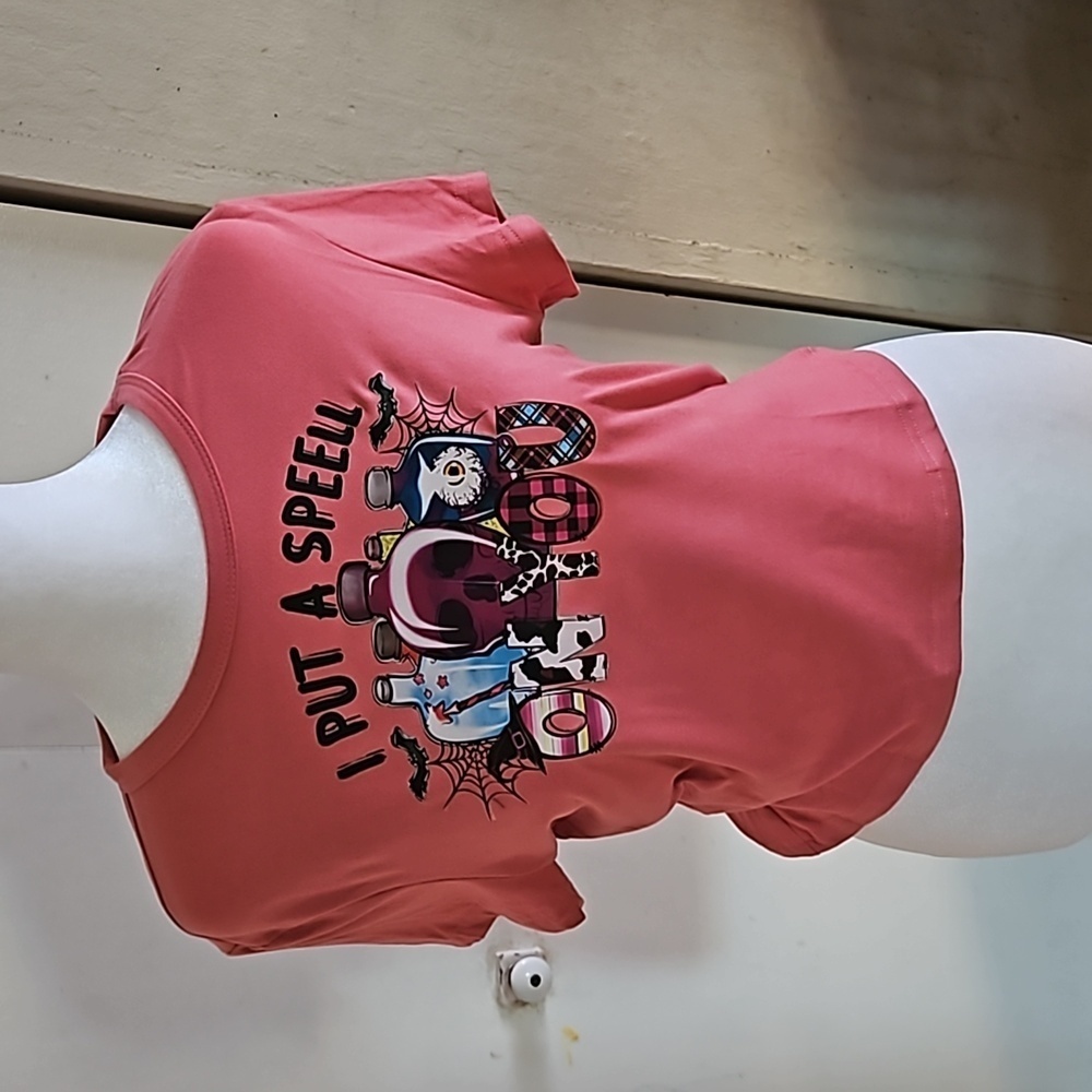 Upcycled Pink Coral Crop Top Graphic Tee Size Large - Picture 16 of 17